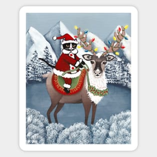 Santa Claws on Reindeer Full Sticker